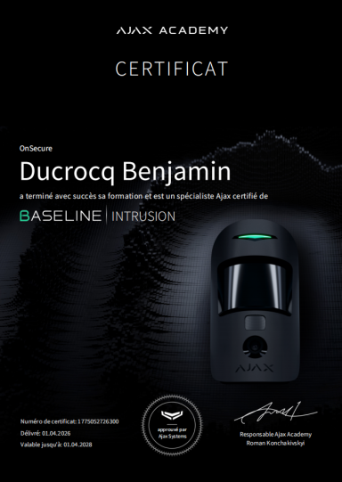 Certification Ajax System Basic Line Intrusion