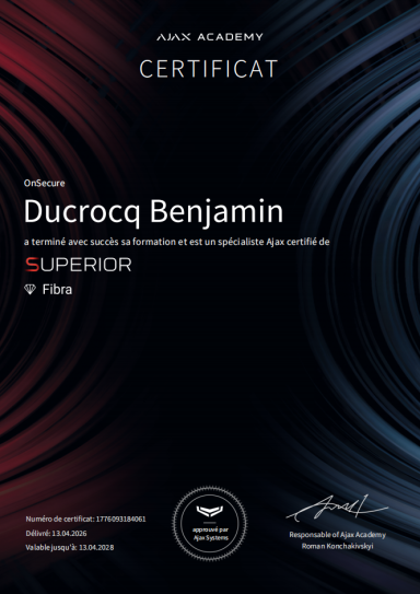 Certification Ajax System Superior Fibra